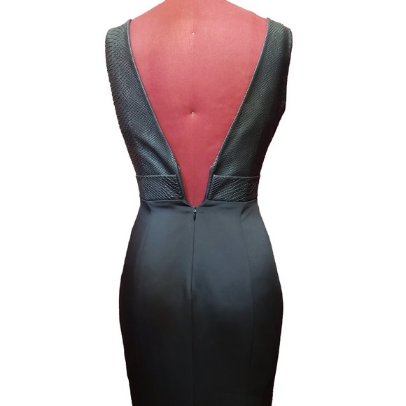 John Paul Ataker Formal Gown Black Snake Texture Satin Cutouts Mermaid 2 - Picture 7 of 11